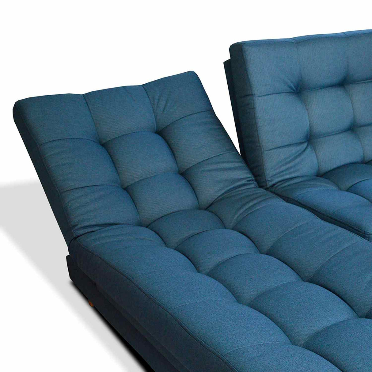 Sofá Cama Esquinero Carvallo Azul 210x90cm De 3 Puestos Reclinable sin Apoya Brazos