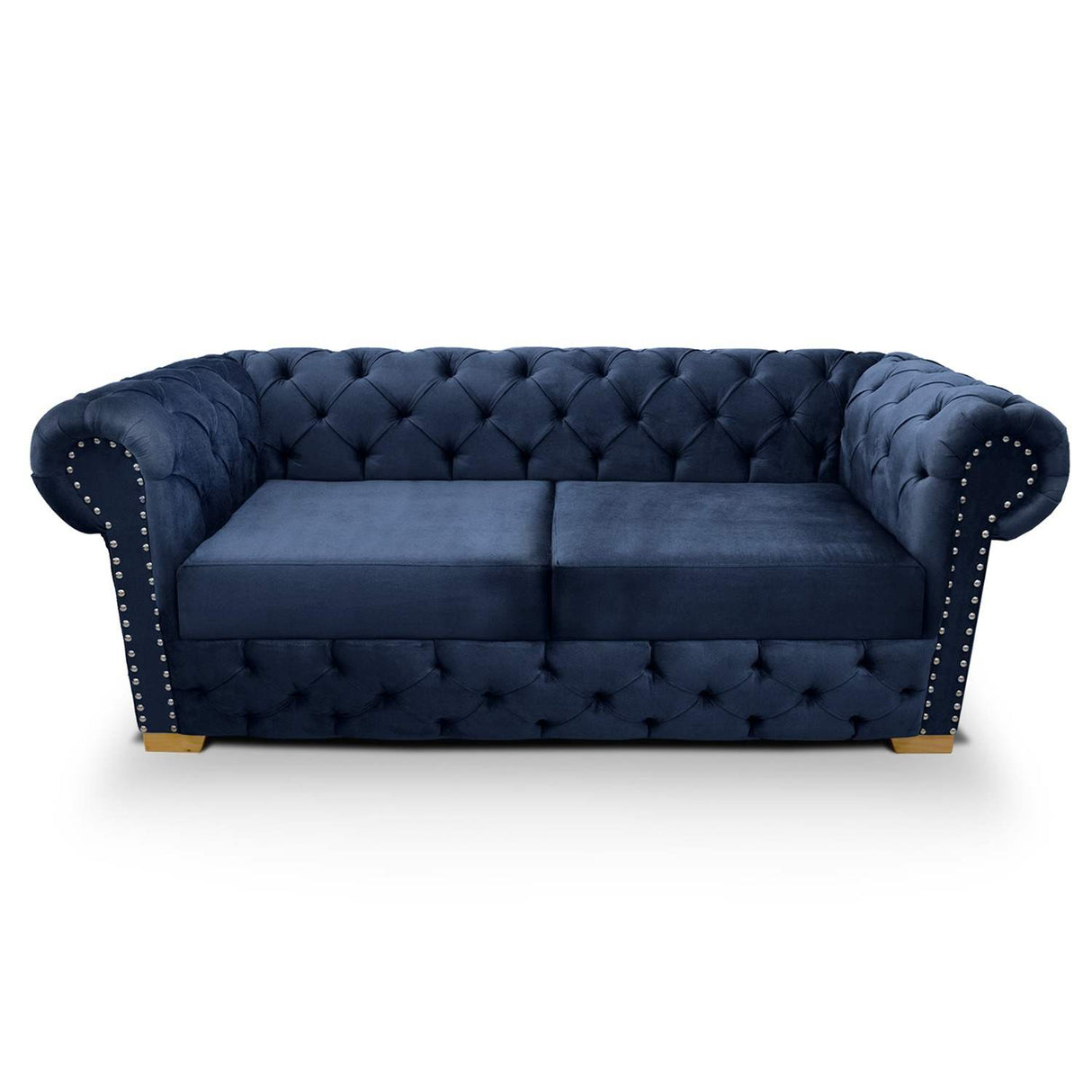 Sofá Chesterfield Azul 210x78cm De 3 Puestos con Apoya Brazos