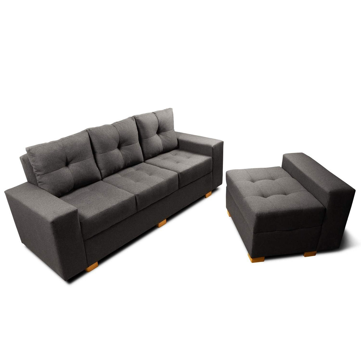 Sofá en L Burano Gris 200x92cm De 4 Puestos con Apoya Brazos y Modular
