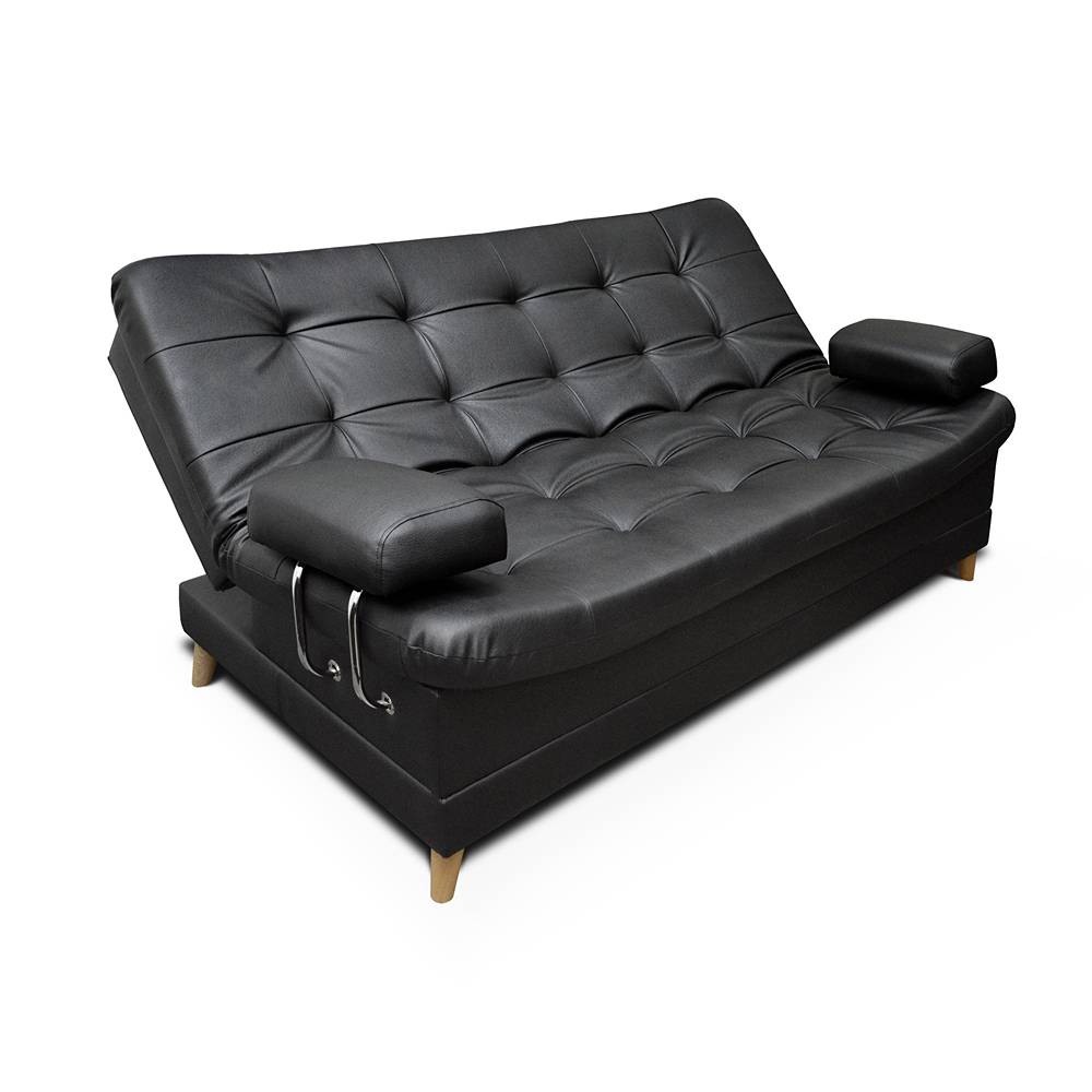 Sofá Cama Dolce Negro 185x95cm De 3 Puestos Reclinable con Apoya Brazos
