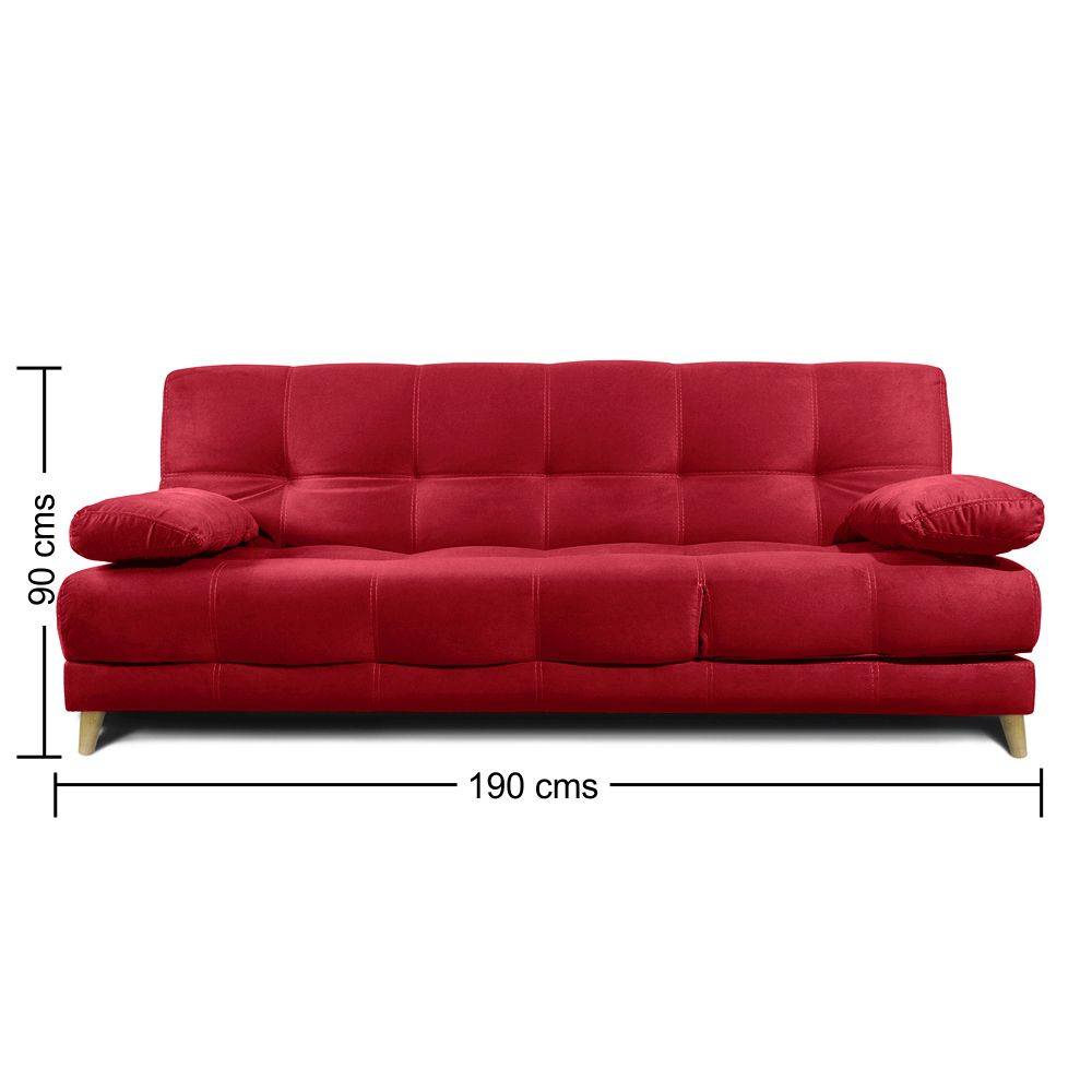 Sofá Cama Martins Rojo 190x90cm De 3 Puestos Reclinable con Apoya Brazos