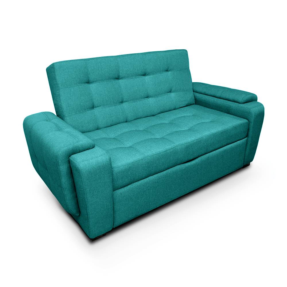 Sofá Cama Multifuncional Turquesa 185x85cm De 3 Puestos Reclinable con Apoya Brazos