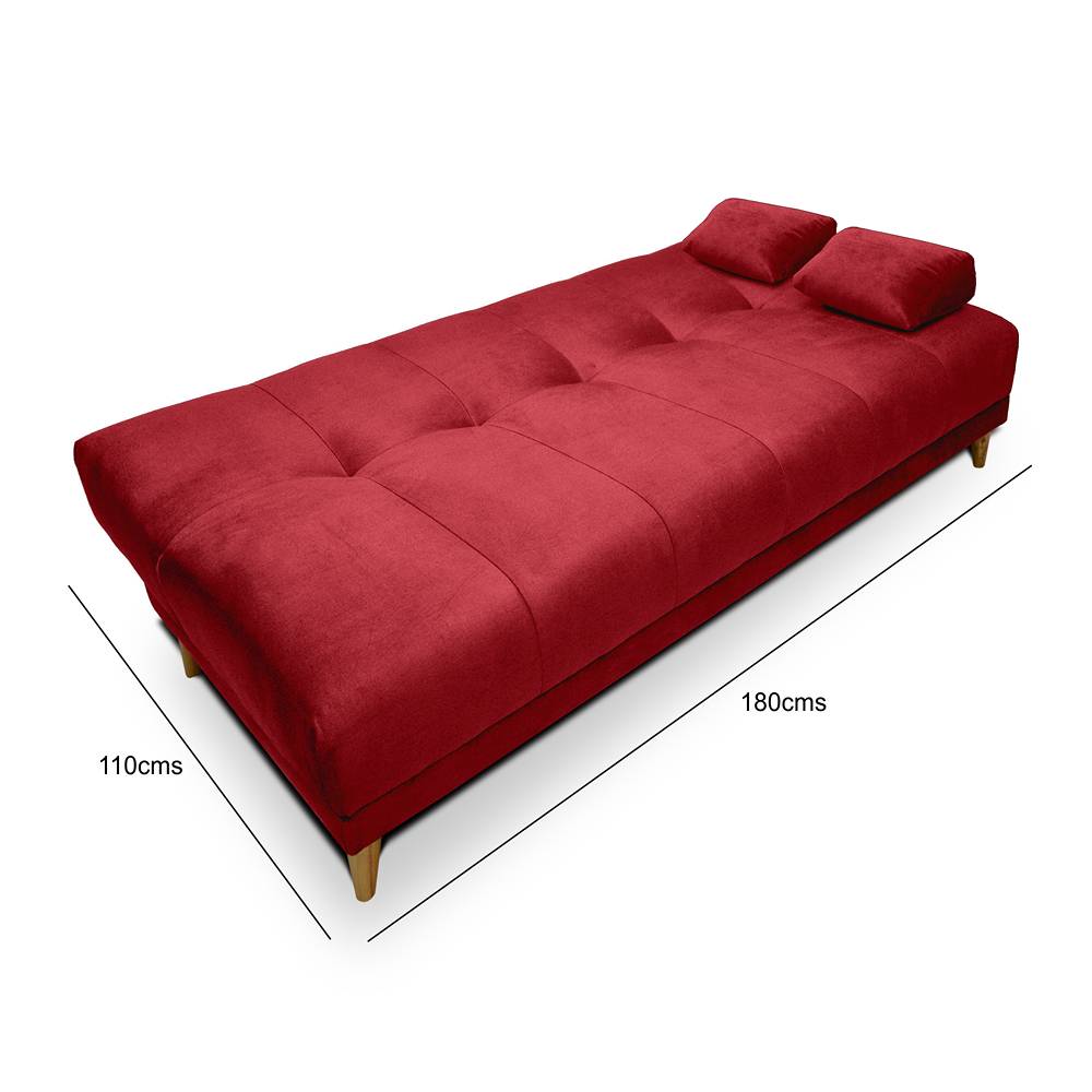 Sofá Cama Sabath Rojo 180x81cm De 3 Puestos Reclinable sin Apoya Brazos