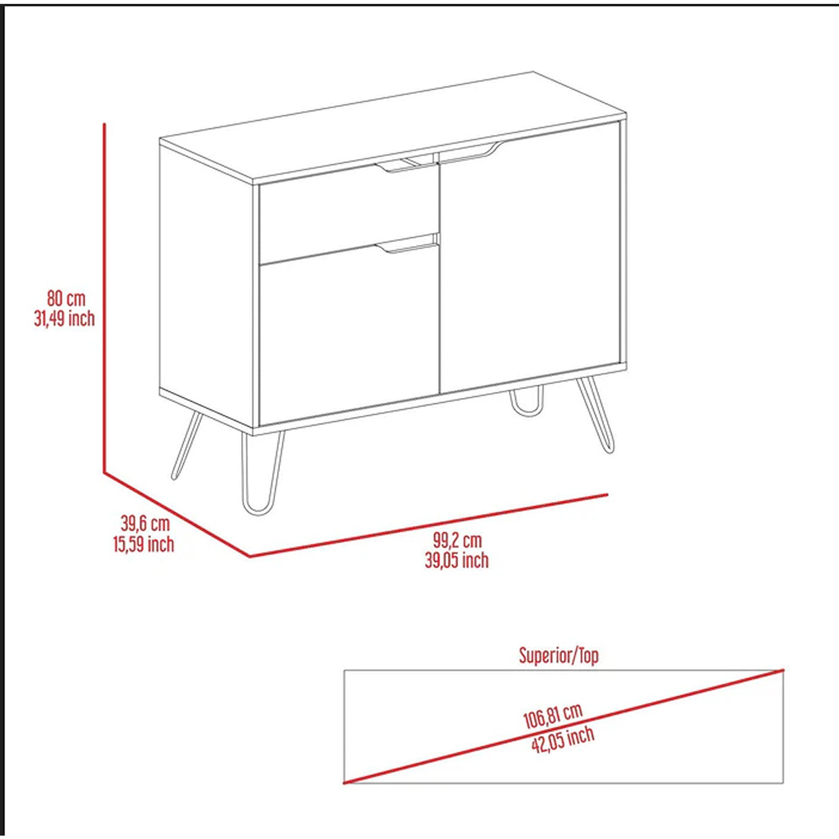 Bifé Audra Duna 100x100cm con Cuatro Compartimientos y con Patas - Bifes y Arrimos | Bylmo