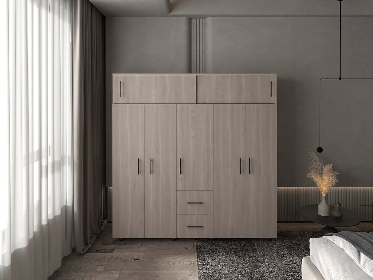 Closet Montevideo Bardolino y Blanco 200.1x206cm con 3 Cajones con 4 Entrepaños - Closets | Bylmo