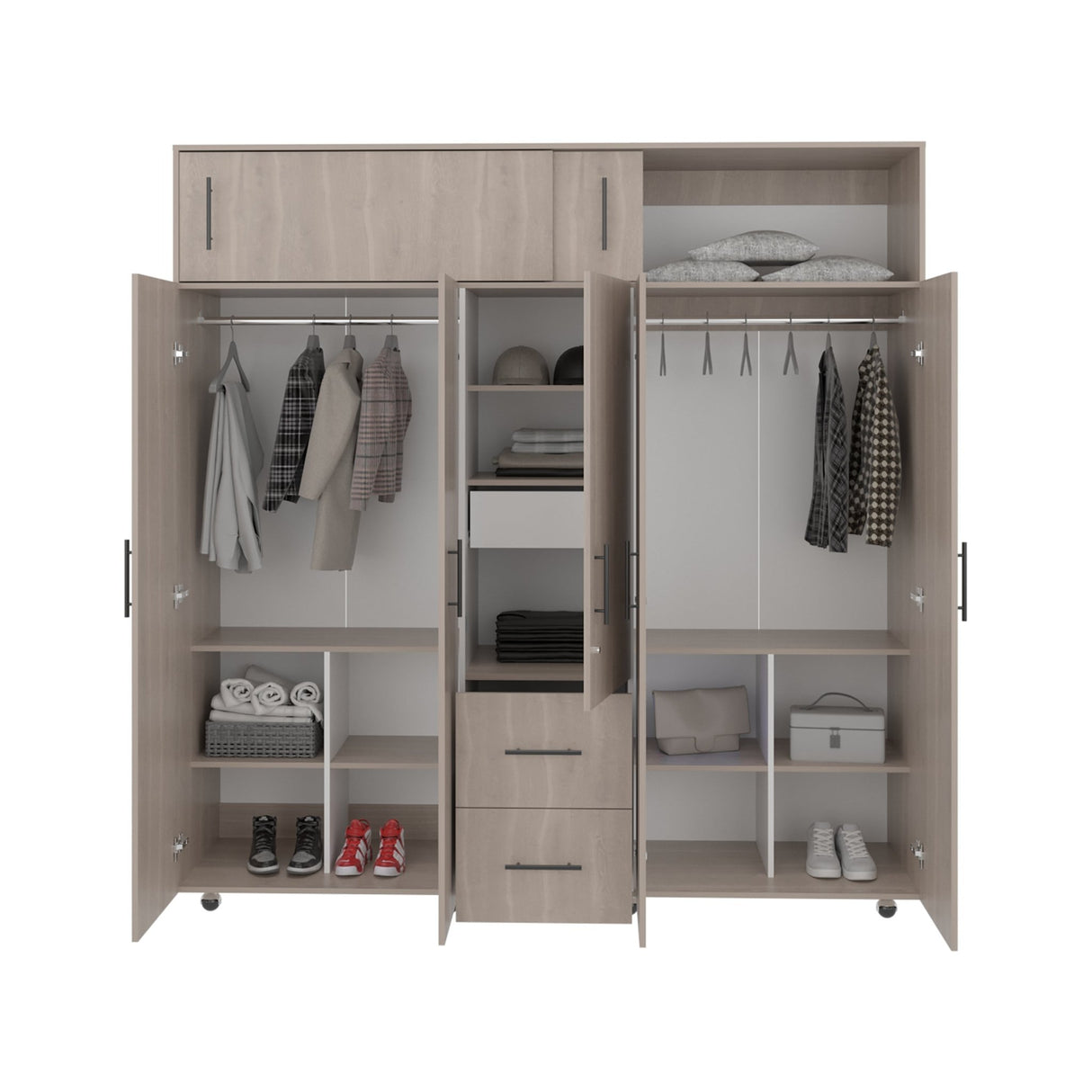 Closet Montevideo Bardolino y Blanco 200.1x206cm con 3 Cajones con 4 Entrepaños - Closets | Bylmo
