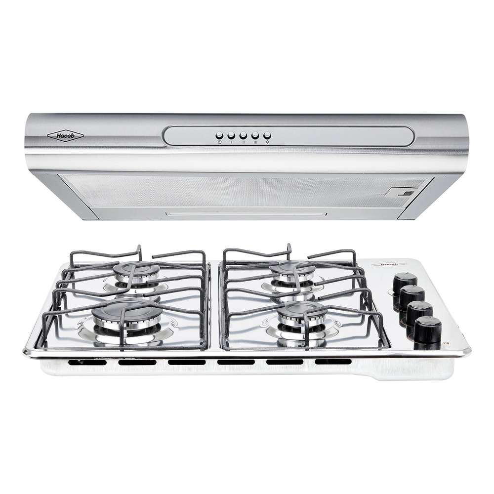 Combo Estufa de Empotrar Alambrón Inox Gas Propano y Campana Tofu Inox