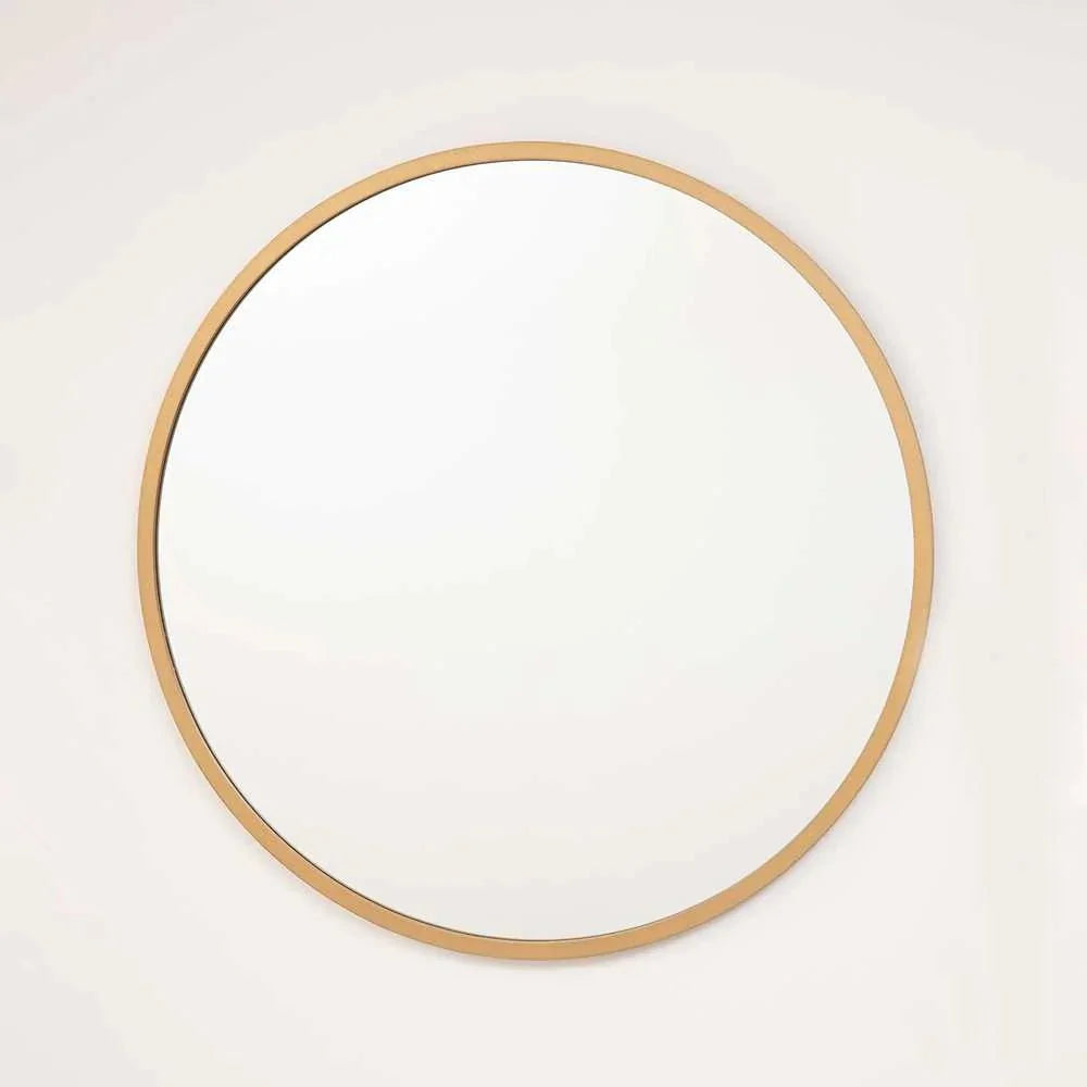 Espejo de Pared Dorado 40x40cm Redondo con Marco En Madera