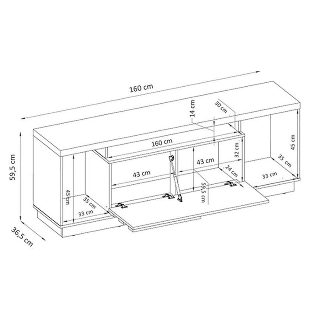 Rack Bia Blanco y Cafe 160 cm con Una Puerta - Muebles para TV | Bylmo