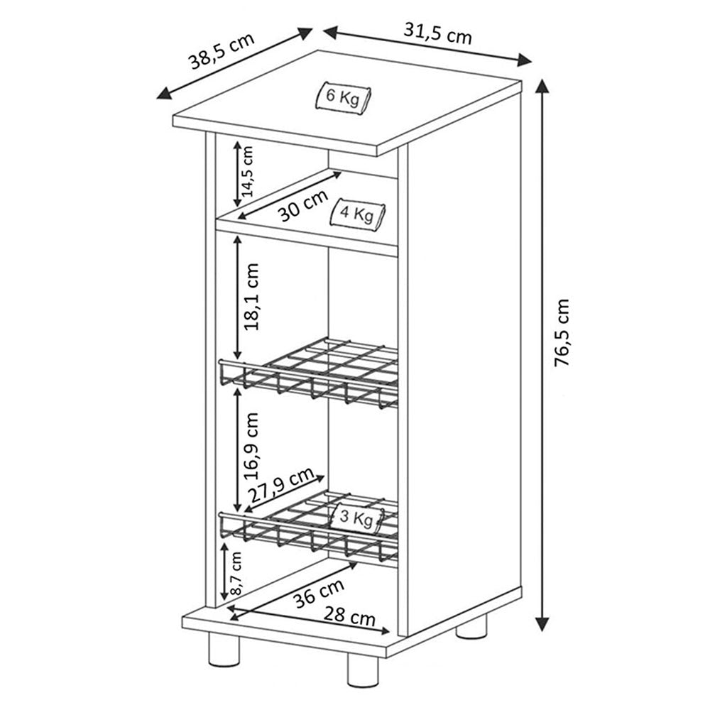 Mueble Auxiliar de Cocina Lisboa Blanco 32x77cm con un Entrepaño y con Tres Comportamientos - Muebles Organizadores | Bylmo