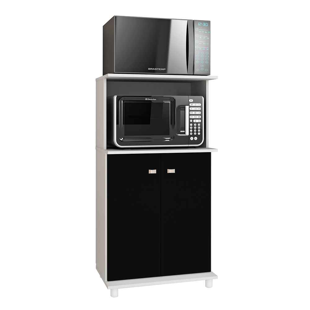 Mueble Auxiliar Almería Blanco y Negro 61 cm con Dos Puertas y Entrepaño - Muebles Organizadores | Bylmo