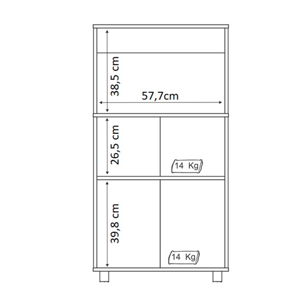 Mueble Auxiliar Almería Blanco y Negro 61 cm con Dos Puertas y Entrepaño - Muebles Organizadores | Bylmo