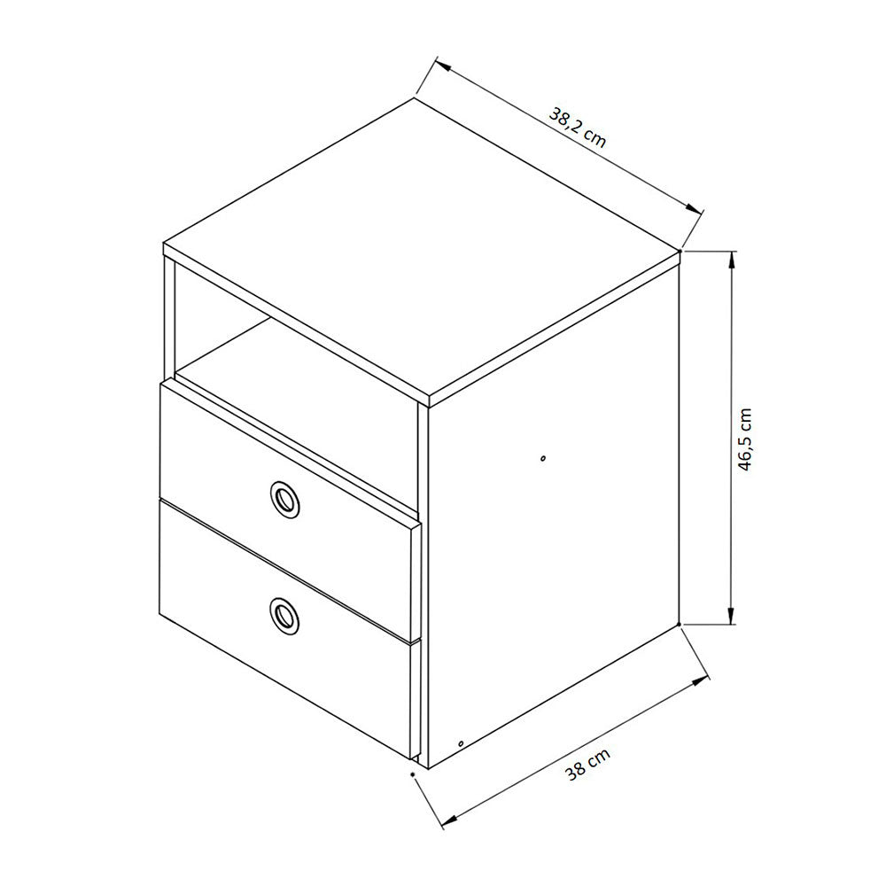 Mesa de Noche Melilla Blanco 38 cm con Dos Cajones - Mesas de Noche | Bylmo