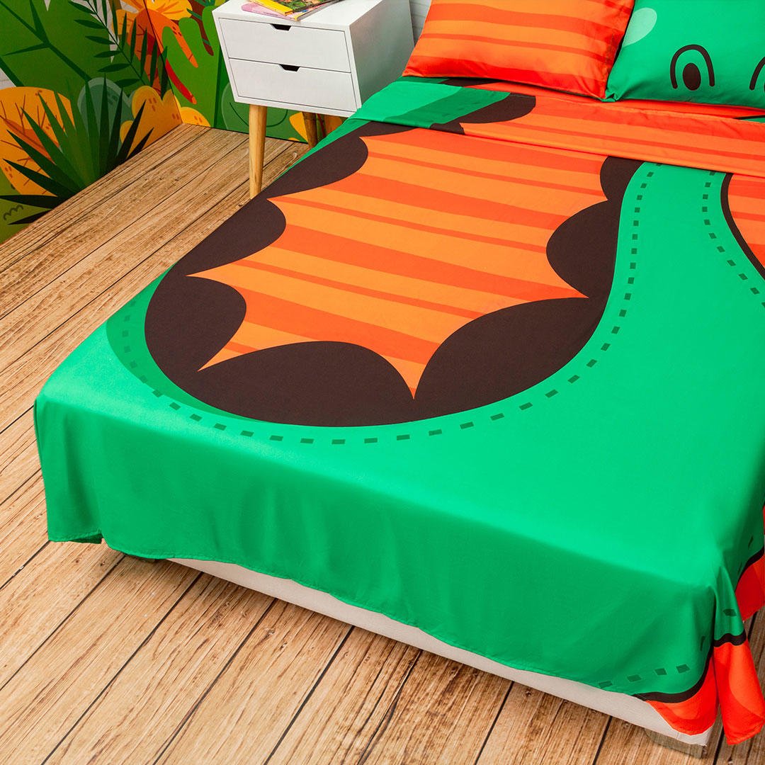 Juego de Sabanas Infantil Microfibra Semidoble 120 cm Verde de Cocodrilo - Ropa de Cama | Bylmo