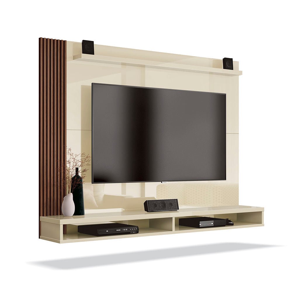 Panel Dinamarca Cafe y Blanco 140 cm - Muebles para TV | Bylmo