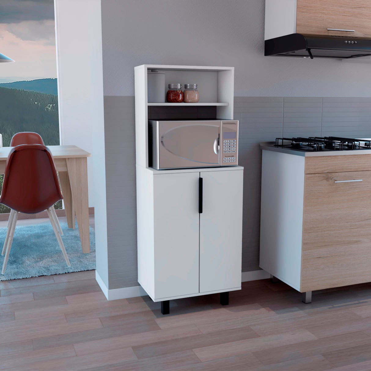 Alacena Oshawa 2 Puertas Blanca con Patas 140cm x 53.2cm