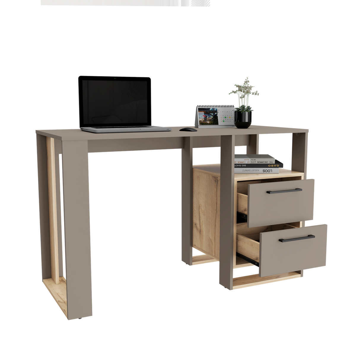 Escritorio Verlot 120x52cm 2 cajones color Taupe cent. de computo