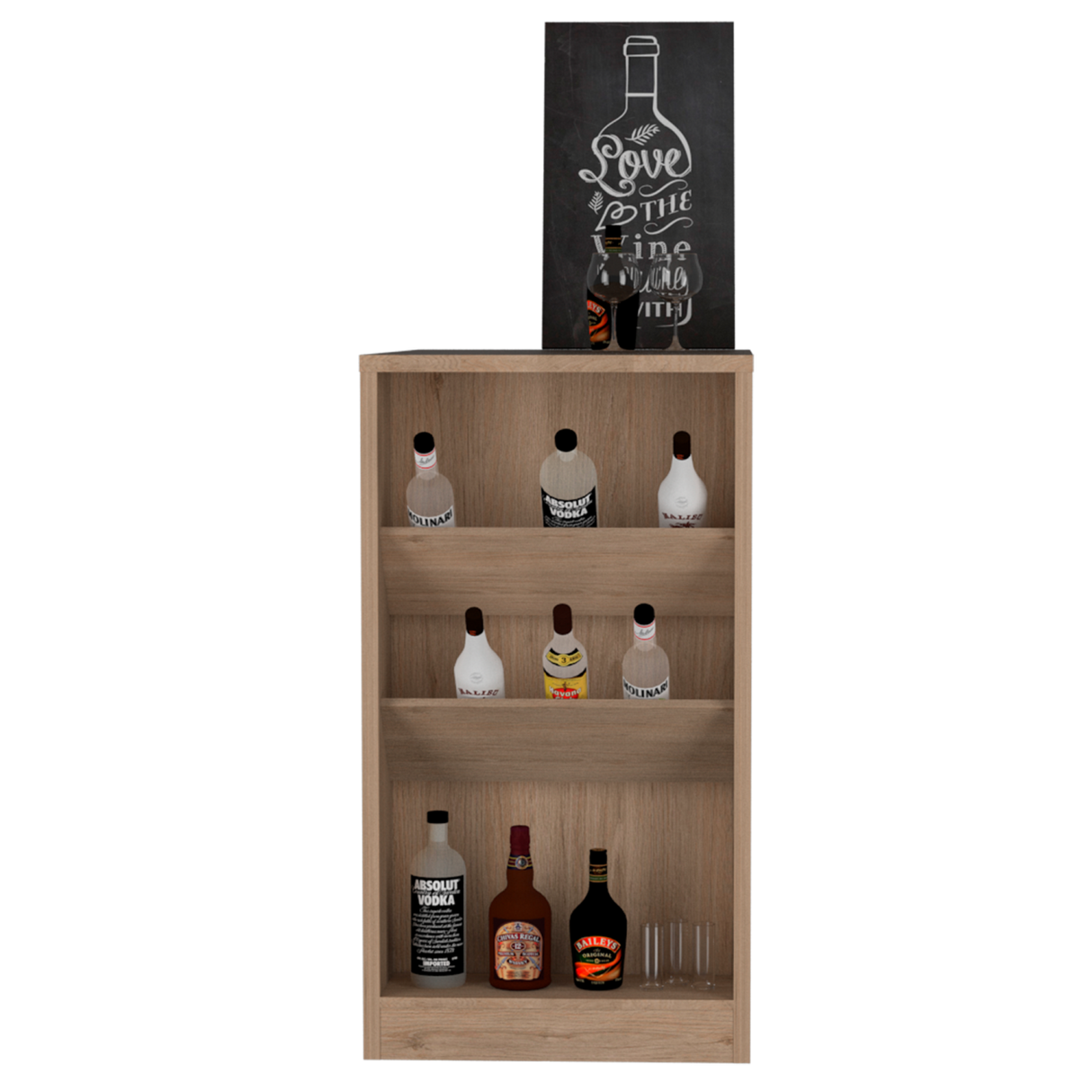 Mesa Bar Syrah Con Entrepaños Inclinados 58x91 Cm Color Rovere Moderna