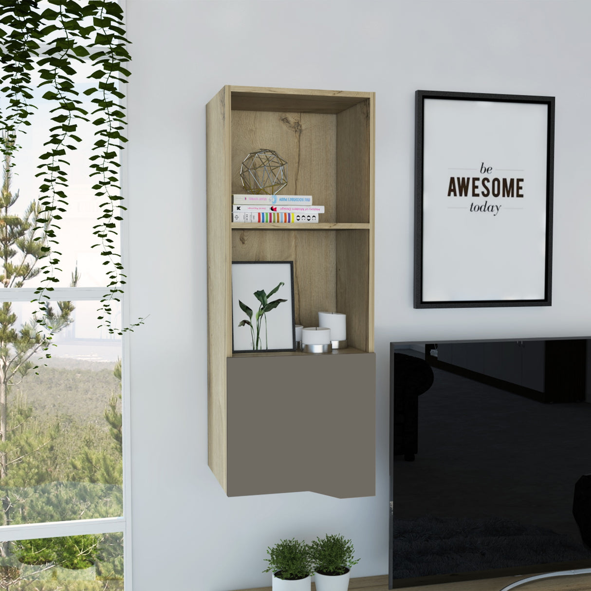 Biblioteca Flotante Obregon 34x41 Duna Minimalista 4 Entrepaños - Bibliotecas y Estanterías | Bylmo