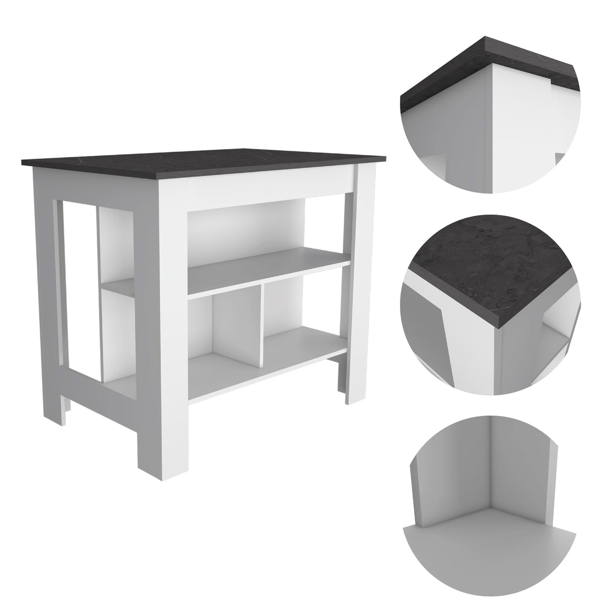 Isla de Cocina Cala 70x103 Blanco Onix Moderno
