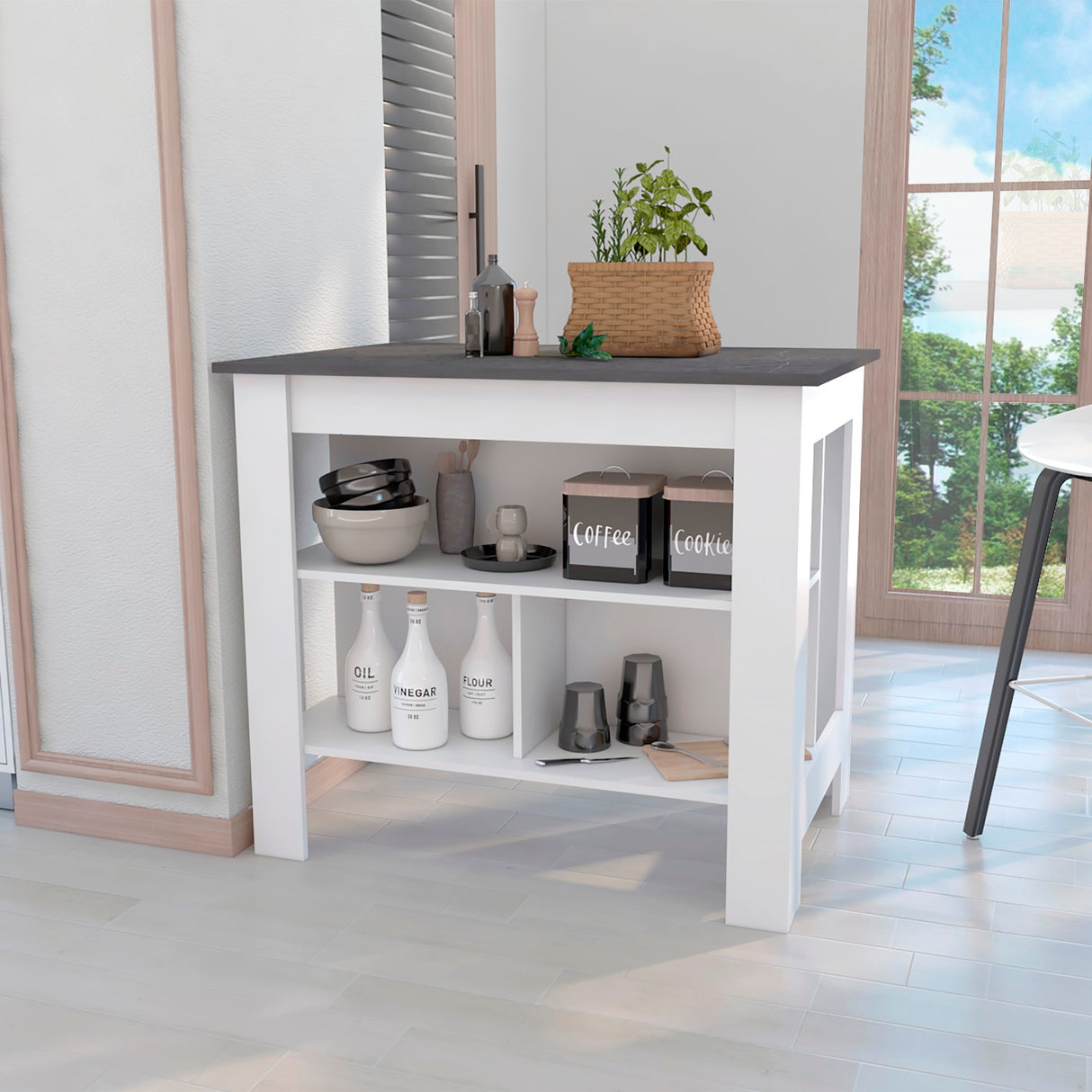 Isla de Cocina Cala 70x103 Blanco Onix Moderno