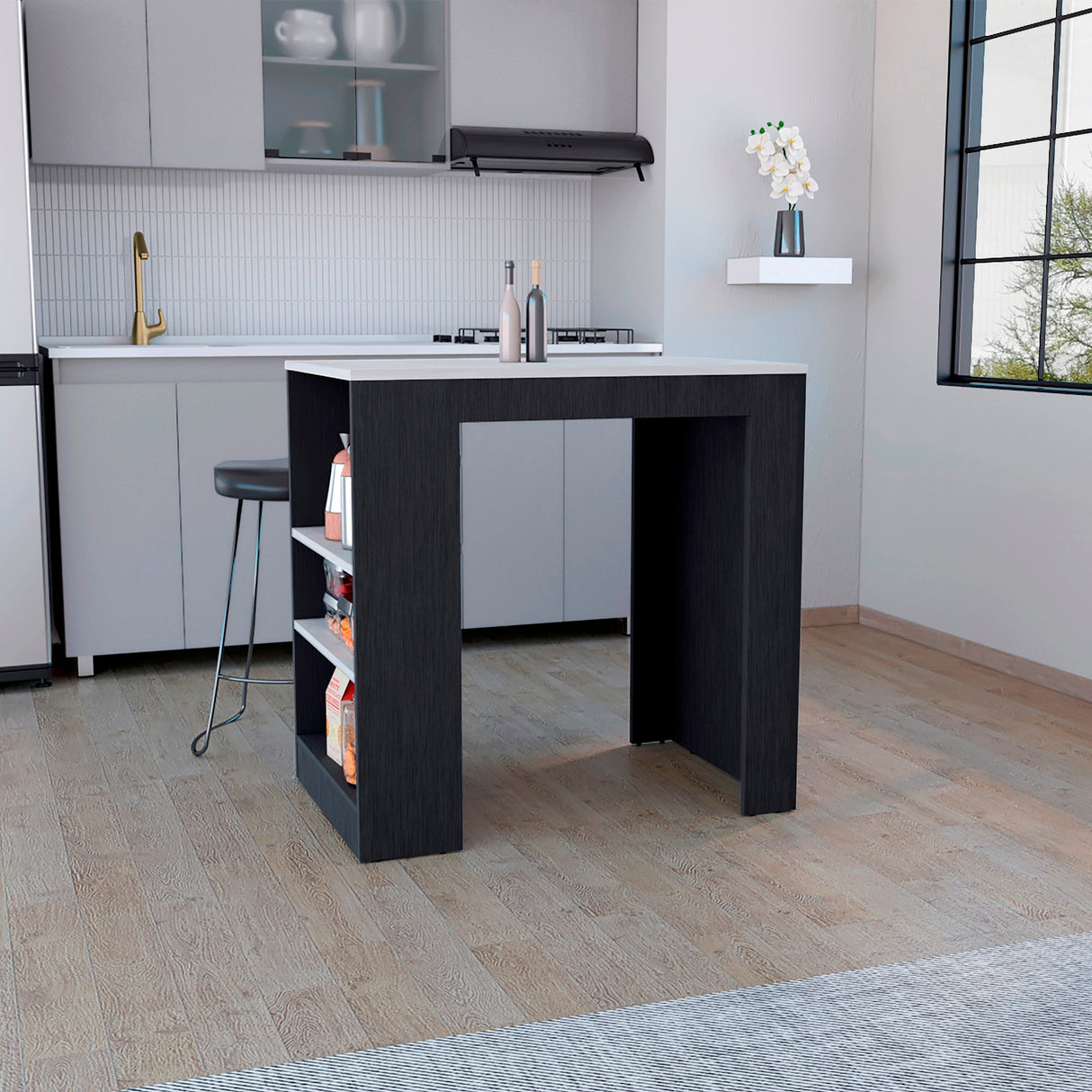Isla de Cocina Potree Moderno 3 Entrepaños Wengue 59x91.3cm