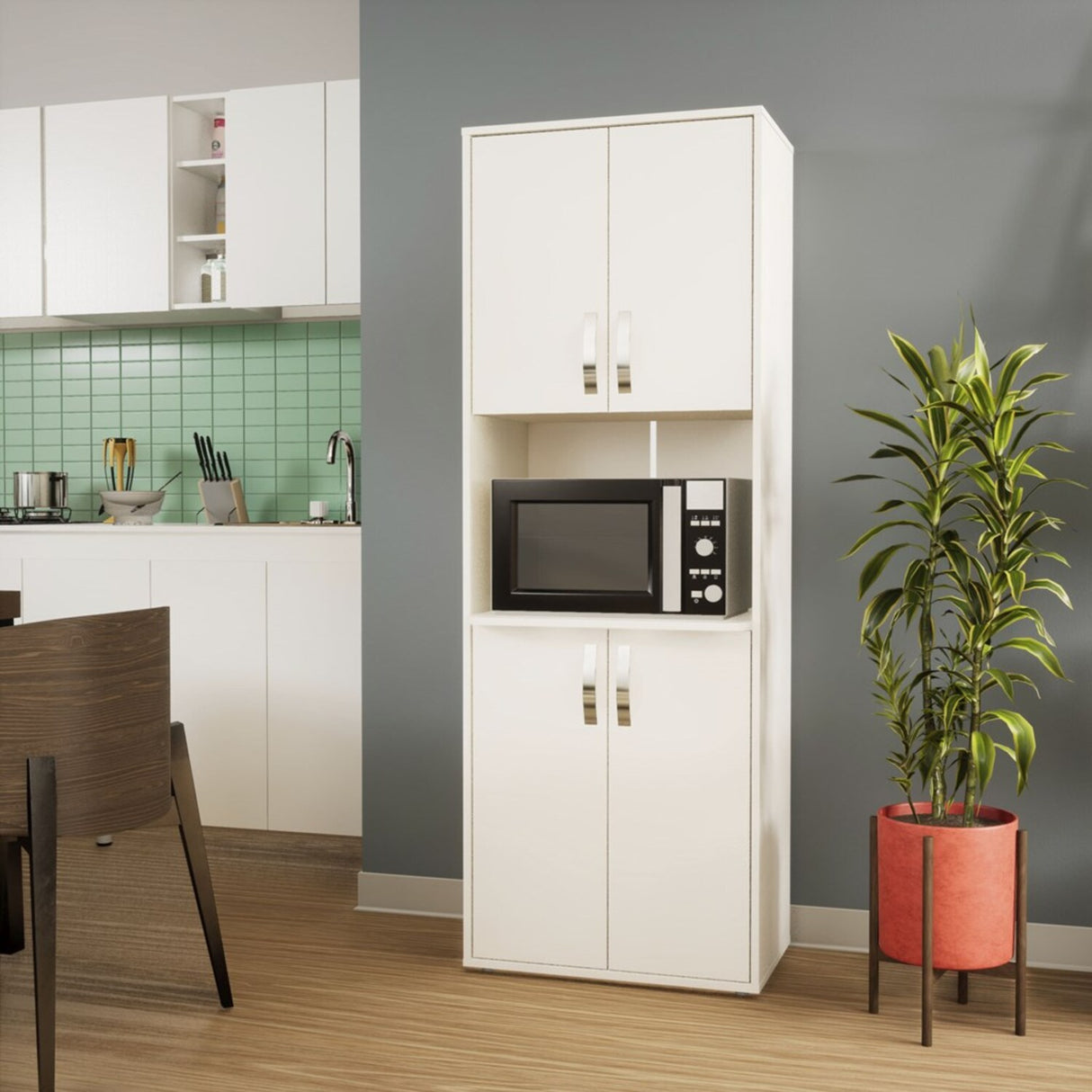 Mueble Auxiliar de Cocina Lyon Blanco 60x170cm Moderno