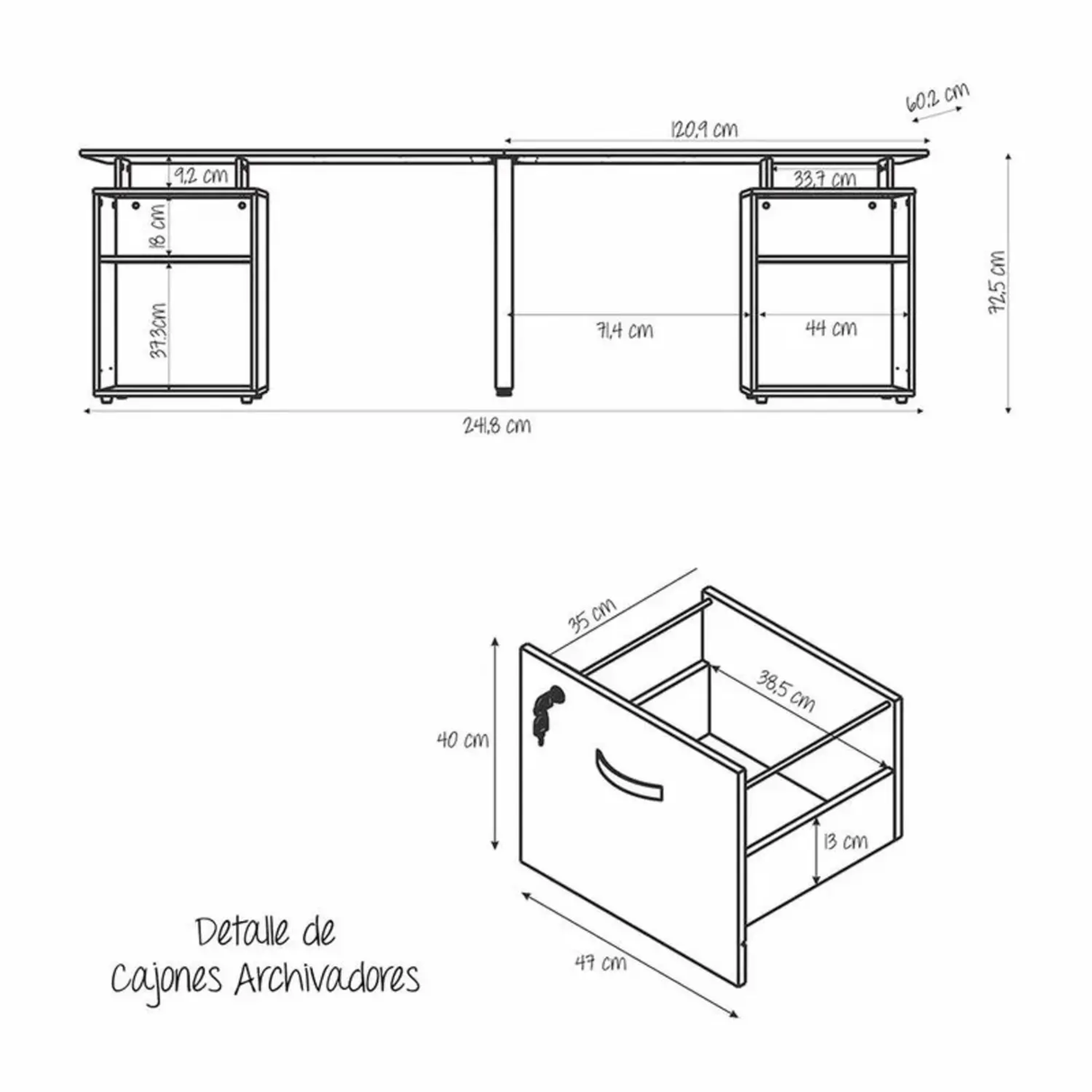 Centro de Computo Asturias 181.1x72.5 cm Rovere Transformable