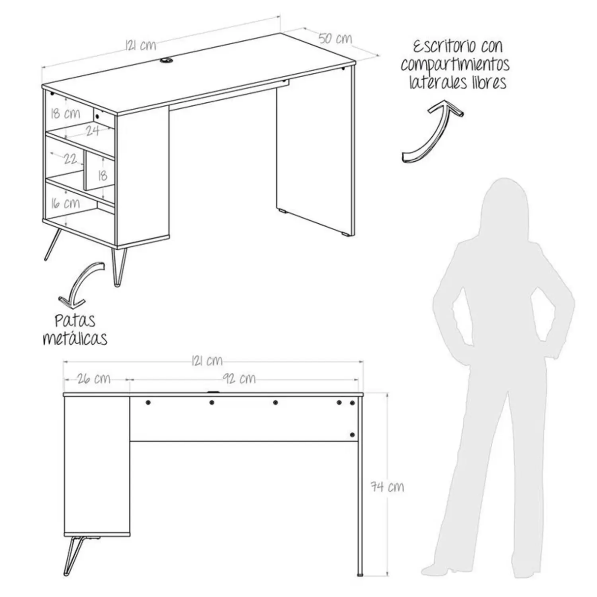Escritorio Urban Duna 120.6x73.7cm. Moderno Y Resistente