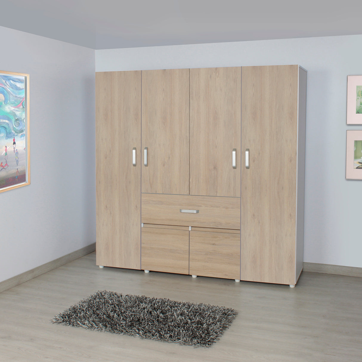 Closet Bonn Moderno 180x49.8 Blanco con 6 Puertas y 2 Cajones