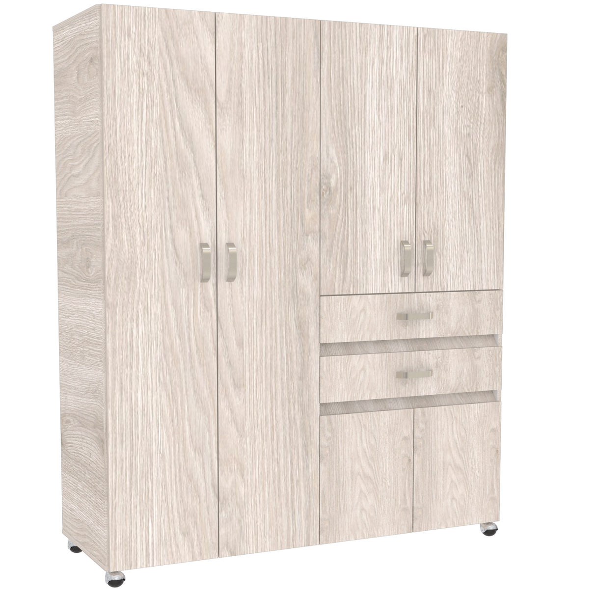 Closet Nova Compacto 140cm Ceniza 2 Cajones 6 Puertas