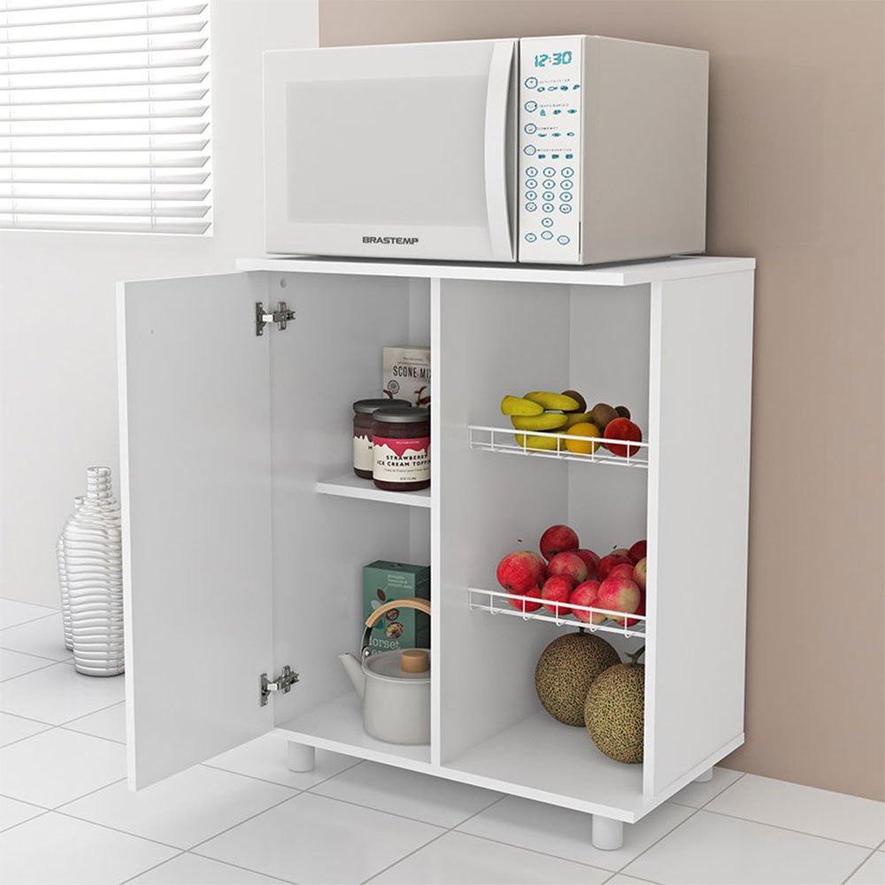Mueble Auxiliar Praga Blanco 61 cm con Una Puerta y Canasta - Muebles Organizadores | Bylmo