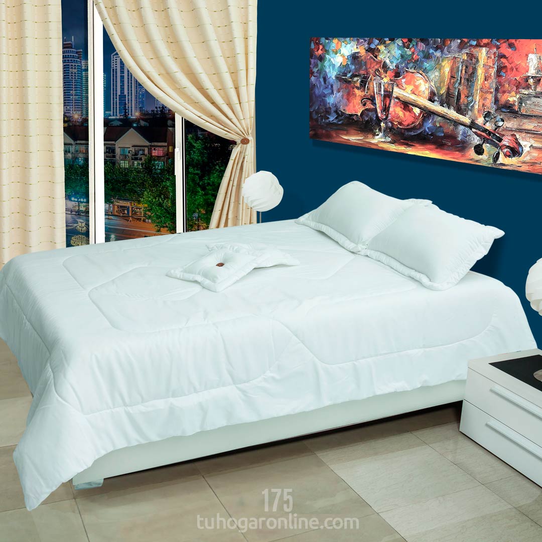 Cubrelecho Súper Acolchado Blanco para Cama Doble 140 X 190 Cm Doble Faz de Fondo Entero - Ropa de Cama | Bylmo