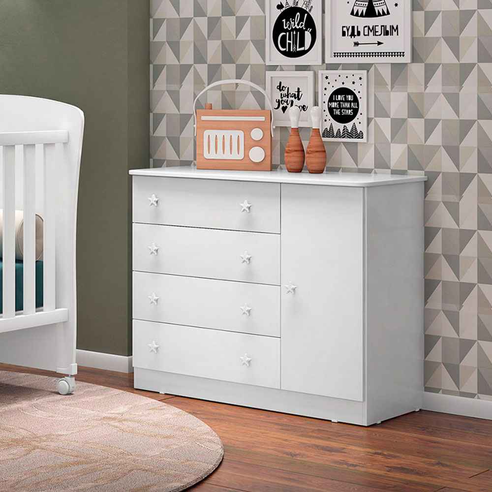 Cómoda San Pablo Blanco 93x77.9cm De Cuatro Hileras con Cuatro Cajones - Cajoneras | Bylmo