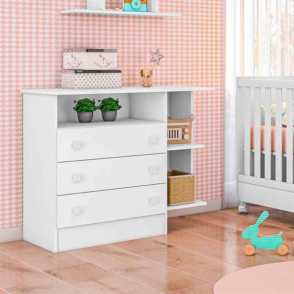 Cómoda Manaos Blanco 45x79cm De Tres Hileras con Tres Cajones - Cajoneras | Bylmo