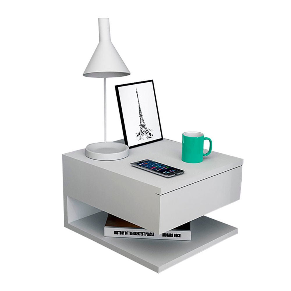 Mesa de Noche London Blanco 30 cm con Un Cajón - Mesas de Noche | Bylmo
