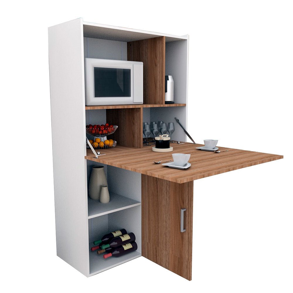 Mueble Auxiliar Fátima Cafe y Blanco 90 cm Transformable - Muebles Organizadores | Bylmo