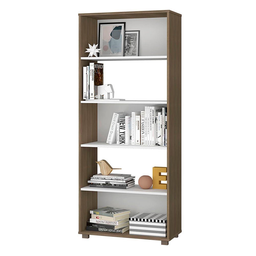 Biblioteca Ibiza Roble y Blanco 68 cm con Entrepaños - Repisas y Percheros | Bylmo