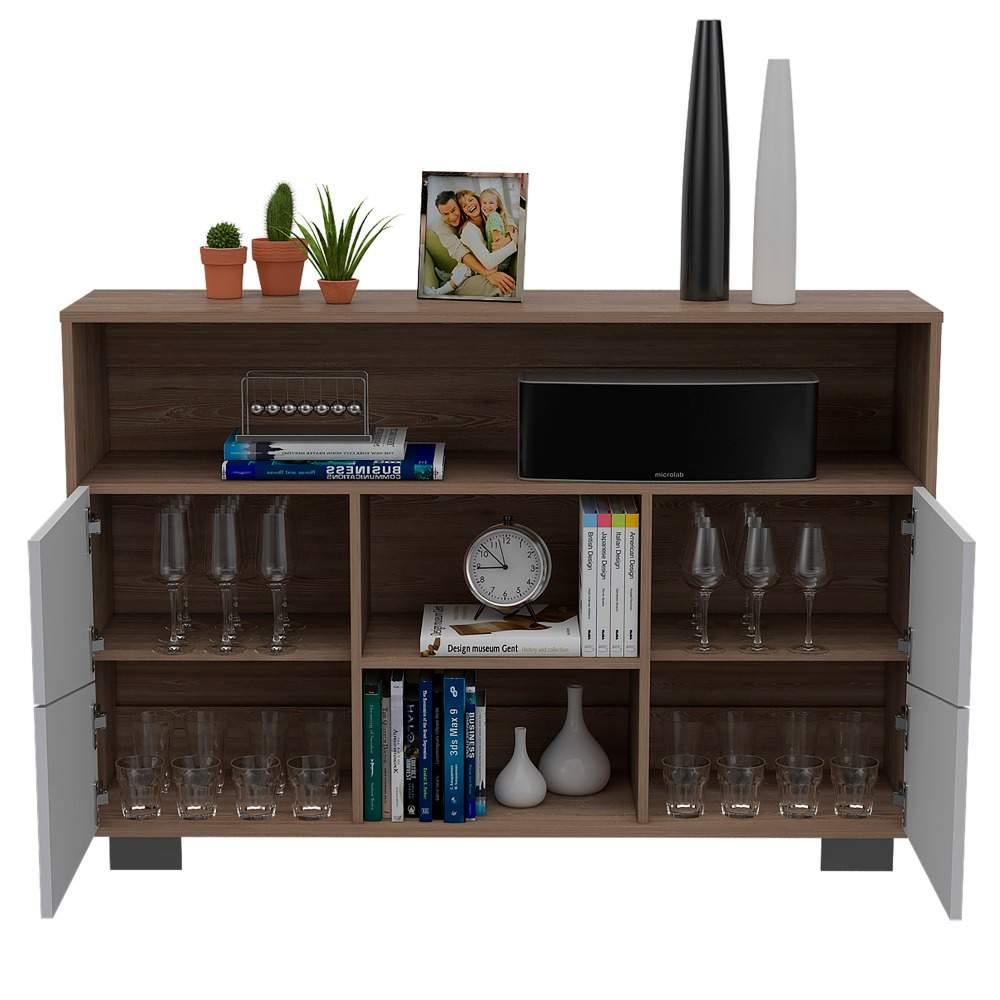 Arrimo Fraktal Miel y Blanco 120.3x82cm sin Cajones y con Siete Compartimientos - Bifes | Bylmo