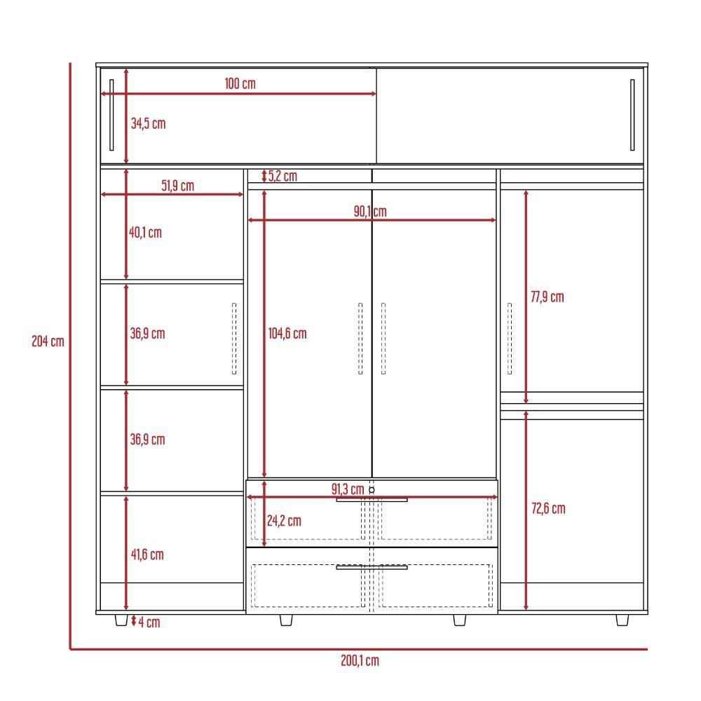 Closet Luque Rovere 200x204cm con 3 Cajones con 3 Entrepaños - Closets | Bylmo