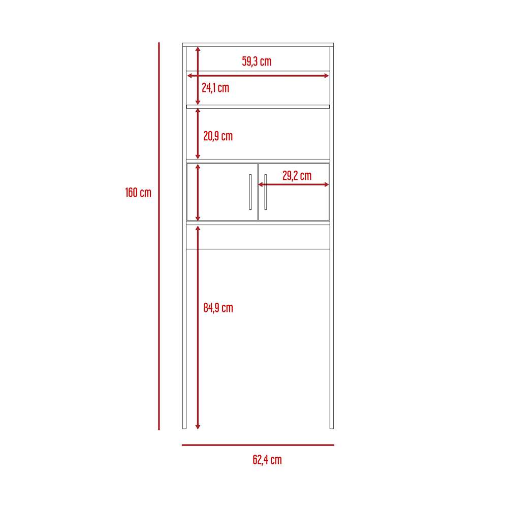 Ahorrador de Espacio para Baño Madrid Blanco 62.4x160cm con Un Cajón y con Un Entrepaño - Gabinetes | Bylmo