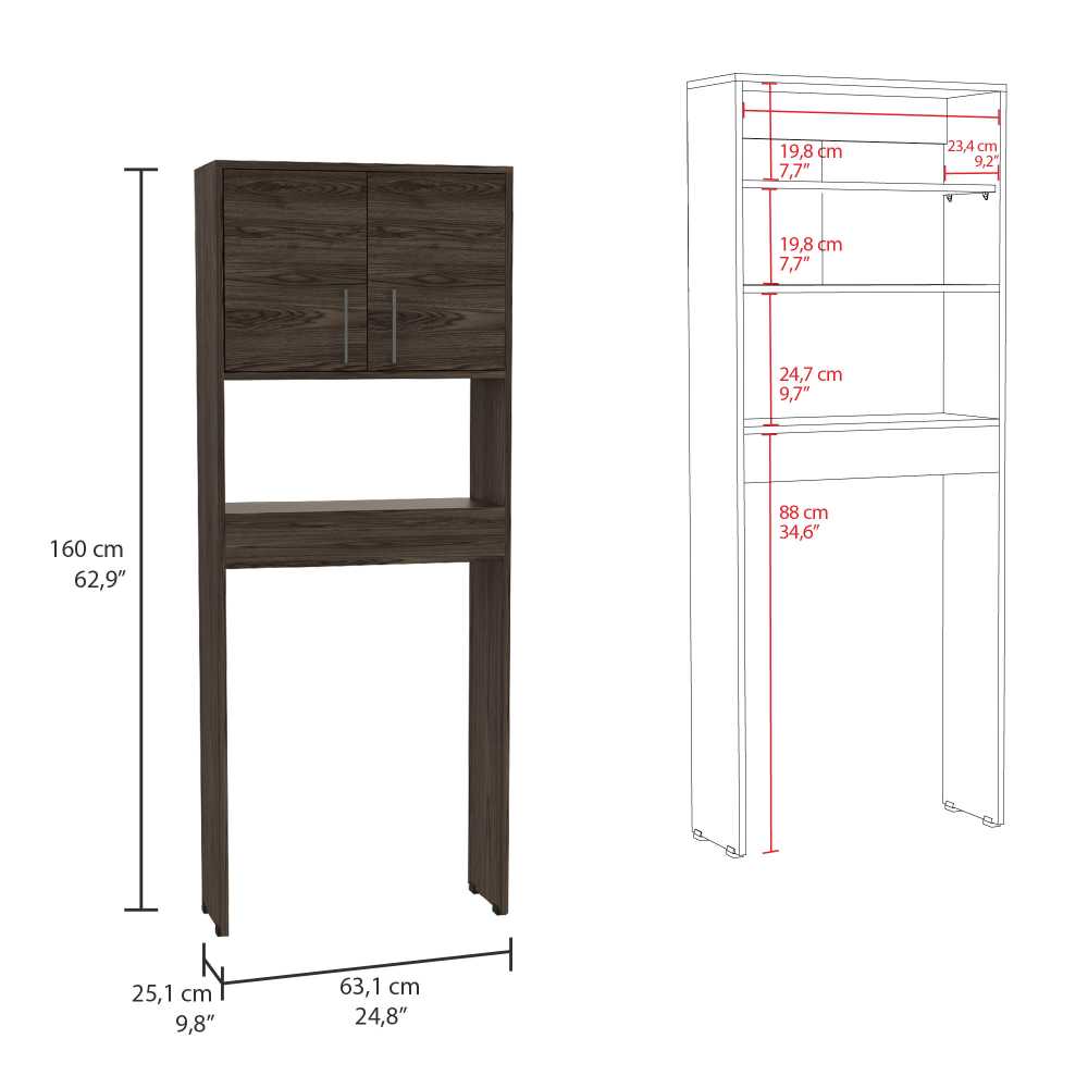 Ahorrador de Espacio para Baño Barcelona Coñac 63x160cm sin Cajones y con Un Entrepaño - Gabinetes | Bylmo