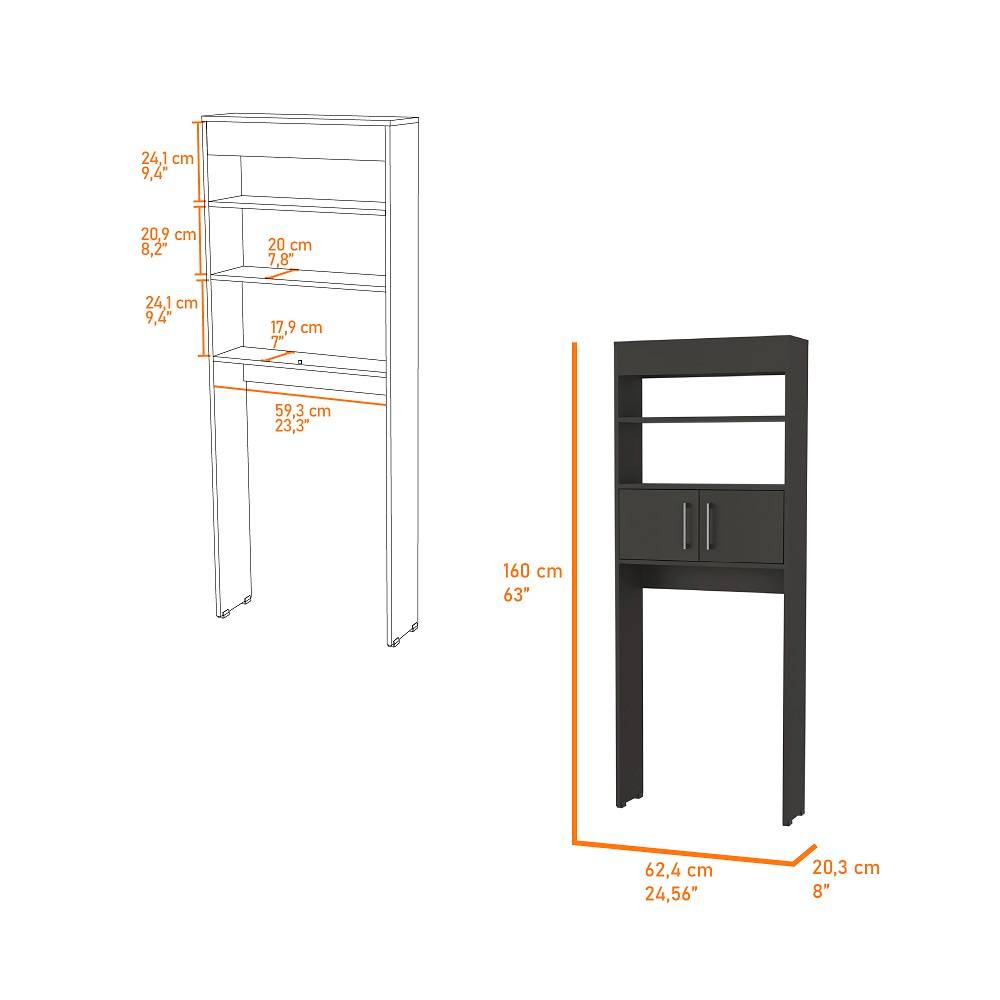 Ahorrador de Espacio para Baño Madrid Wengue 62.4x160cm sin Cajones y con Un Entrepaño - Gabinetes | Bylmo