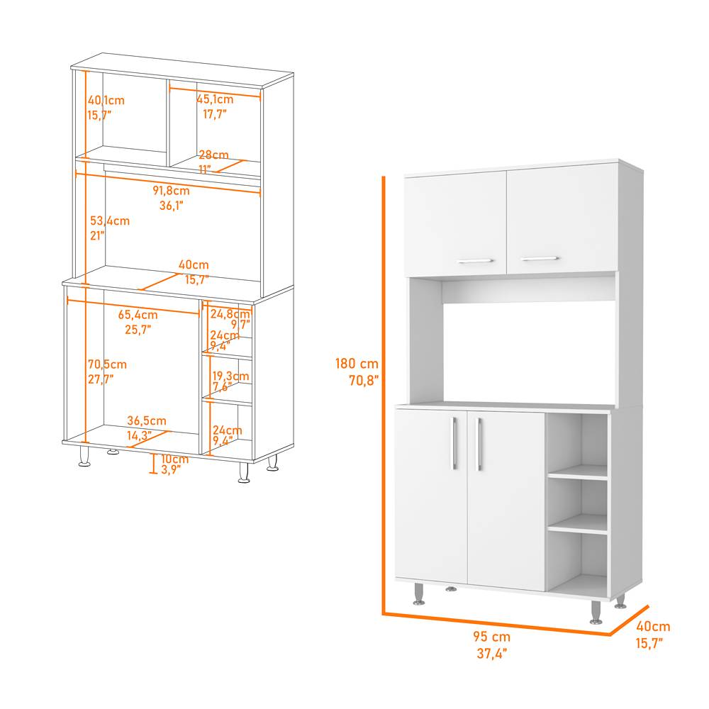 Alacena Tuhome Blanco 95x180cm con Cuatro Puertas - Muebles Organizadores | Bylmo