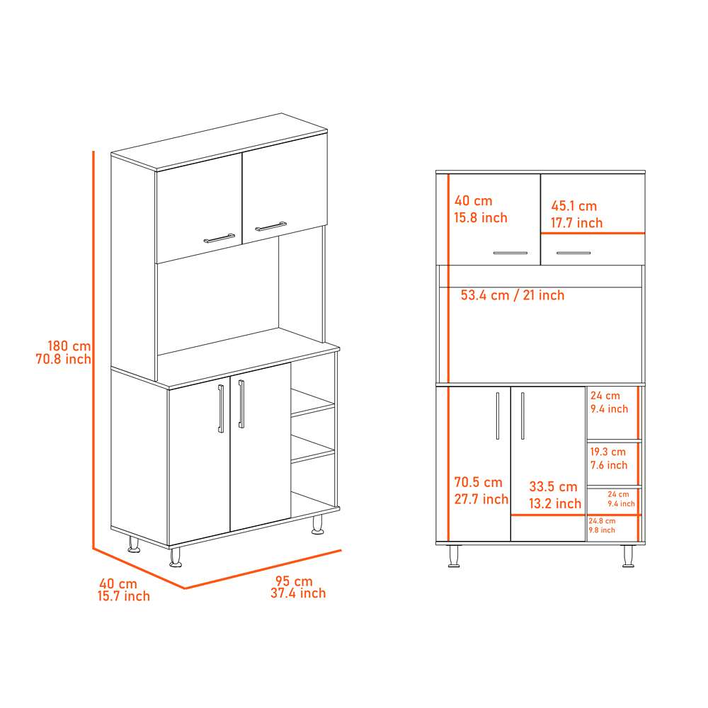 Alacena Sable Wengue 95 cm con Cuatro Puertas - Muebles Organizadores | Bylmo