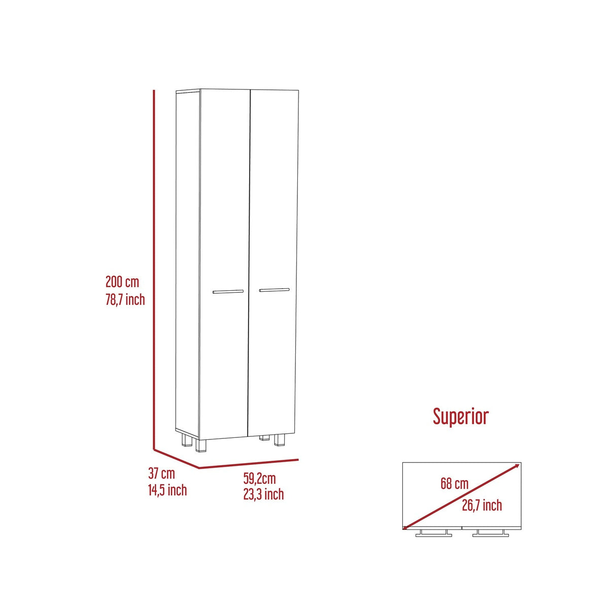 Alacena Baleare Blanco 59 cm con Entrepaños y Patas Metálicas - Alacenas y Muebles Microondas | Bylmo