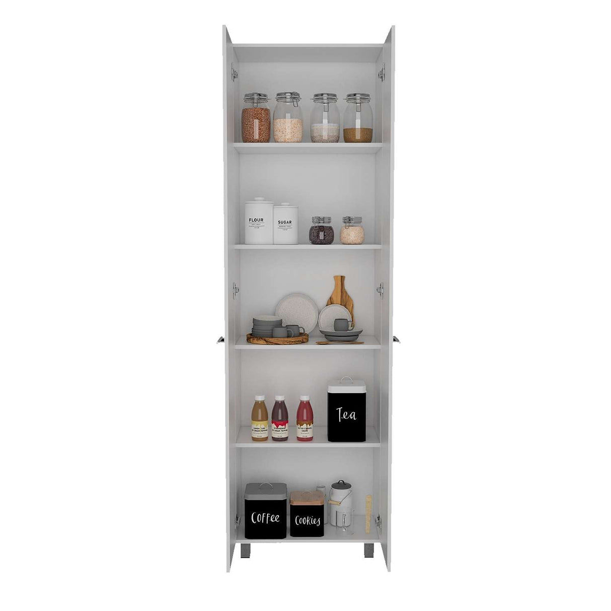 Alacena Baleare Blanco 59 cm con Entrepaños y Patas Metálicas - Alacenas y Muebles Microondas | Bylmo