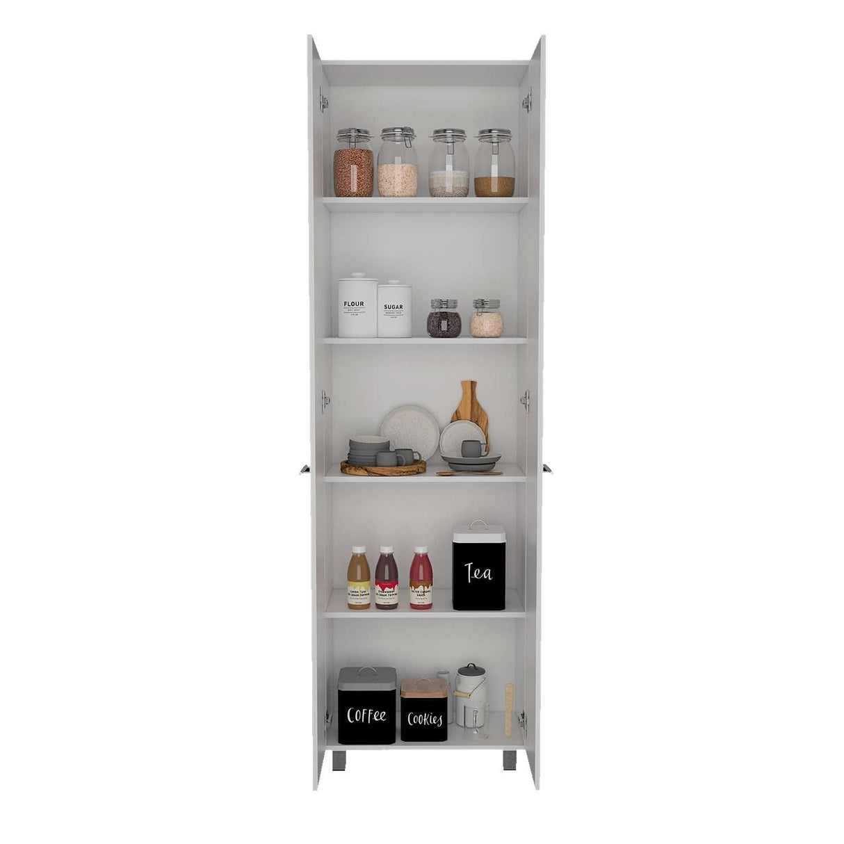 Alacena Baleare Blanco 59 cm con Entrepaños y Patas Metálicas - Alacenas y Muebles Microondas | Bylmo