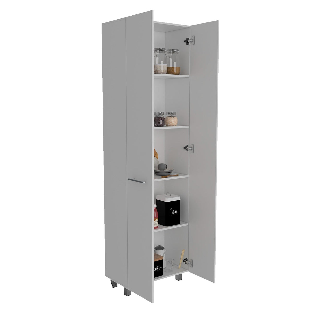 Alacena Baleare Blanco 59 cm con Entrepaños y Patas Metálicas - Alacenas y Muebles Microondas | Bylmo