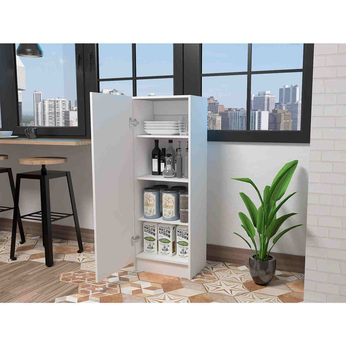 Alacena Belleria Blanco 43 cm con Una Puerta y Tres Entrepaños - Alacenas y Muebles Microondas | Bylmo